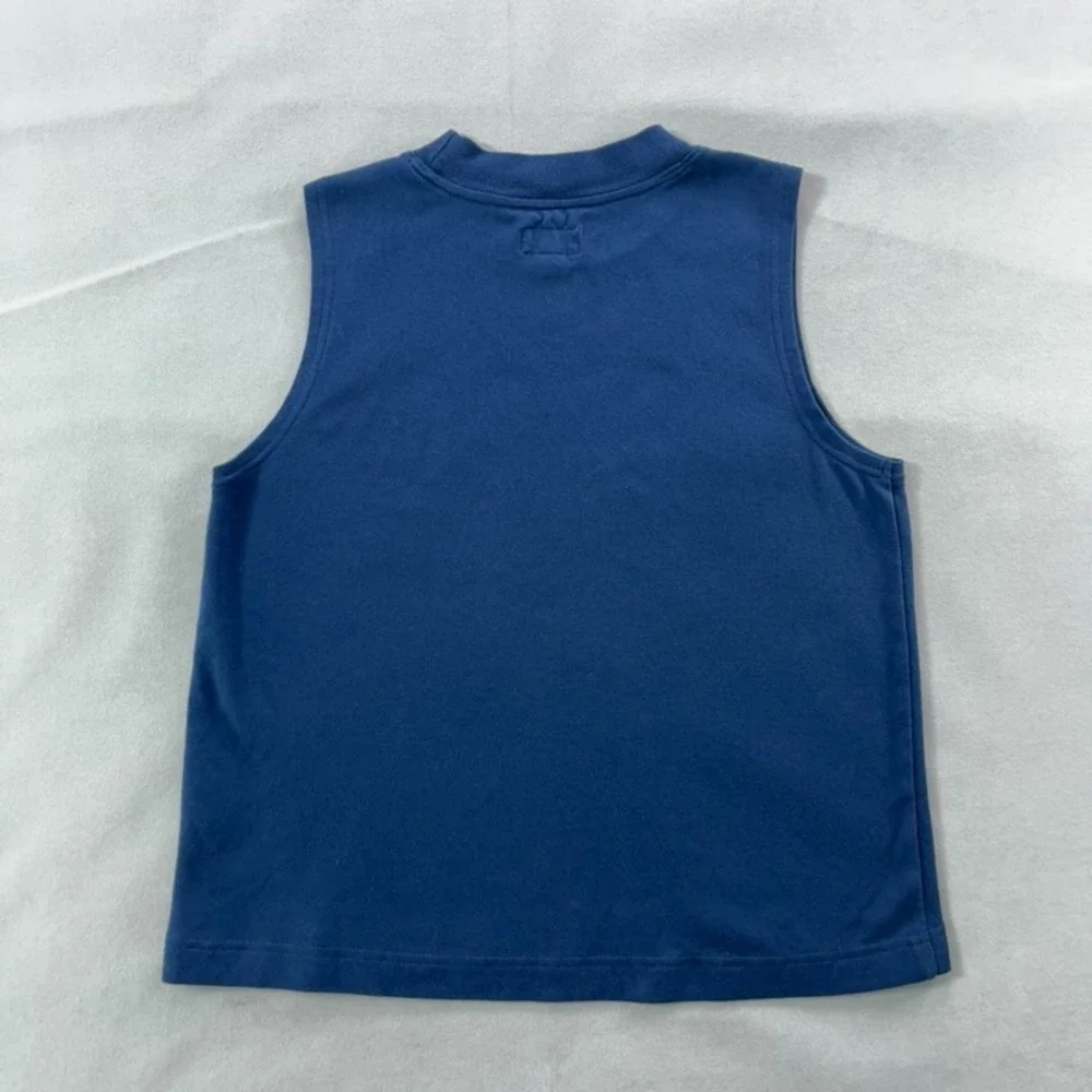 Pact Organic Cotton Mock Neck Shell Top Women Medium Blue Sleeveless Tank - Picture 3 of 9